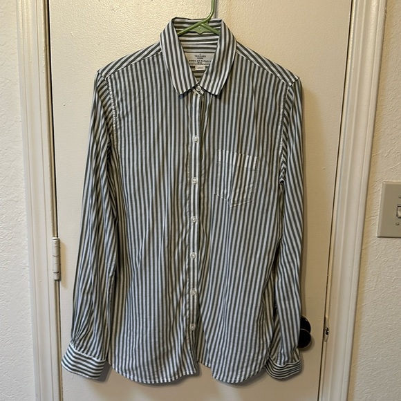 by Trovata California Birds of Paradise S Striped Button Down Shirt Blouse - Picture 2 of 14